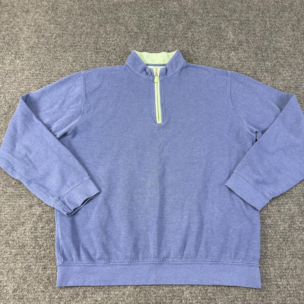 Johnnie-O Sweatshirt Mens XL Blue 1/4 Zip Mock Knit West Coast Prep Pullover
